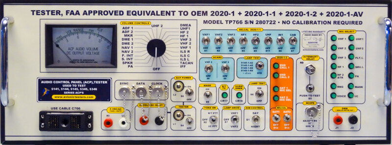 This TP766 is equivalent to the latest OEM P/N 2020-1-AV. This latest version has extra circuitry installed for testing military ACP's using TACAN, IFF and ILS-L, ILS-R, ILS-C. To our knowledge, we are the only manufacturer making this latest version.